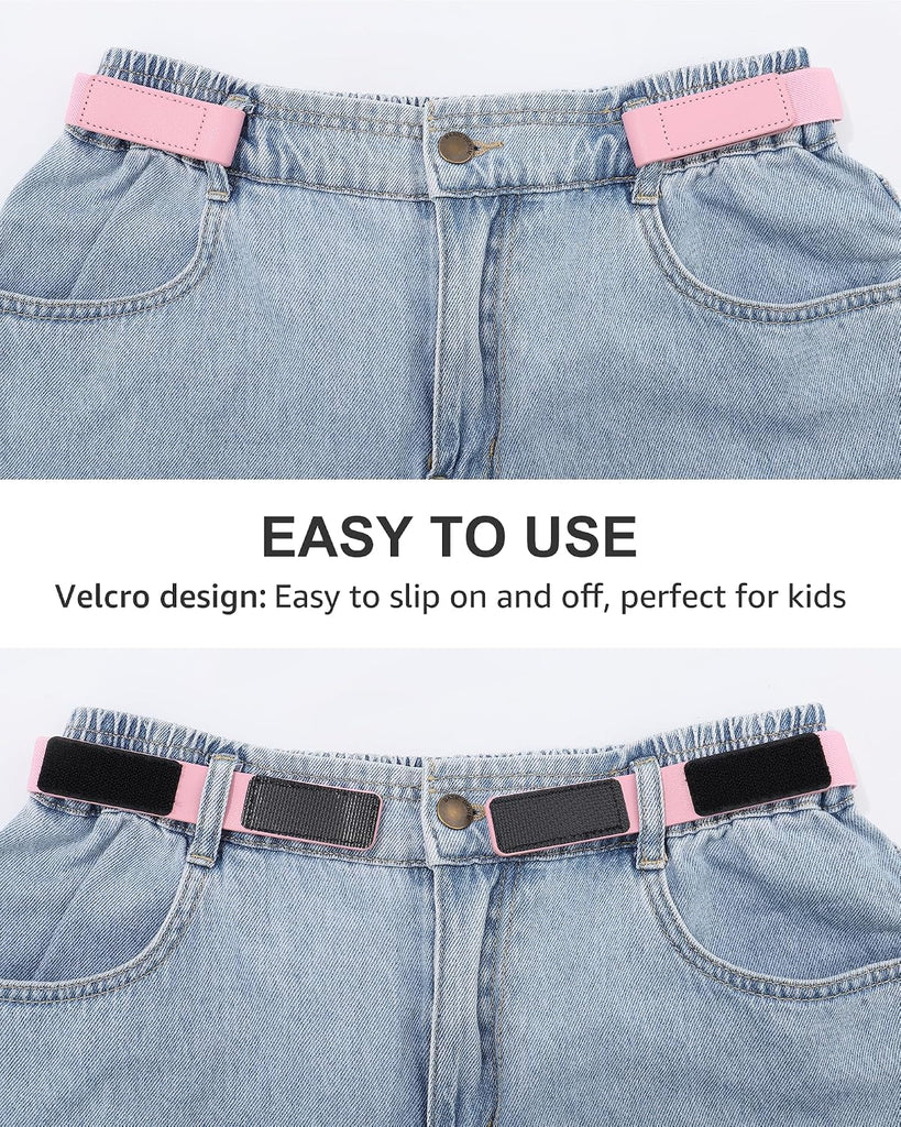 2 Pcs Kids Elastic No Buckle Belt for Girls for Causal Pants Jeans