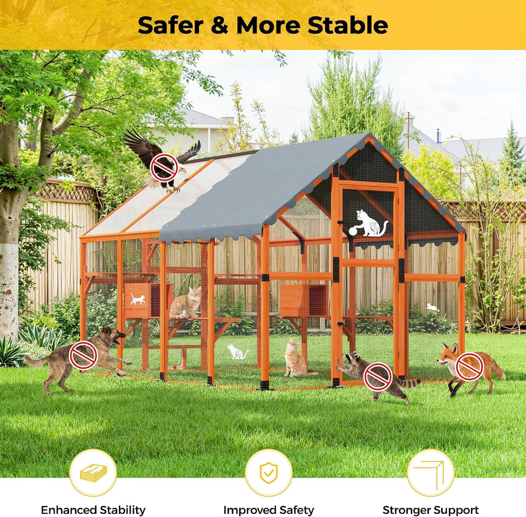 Extra Large Catio Outdoor Cat Enclosure for Multiple Cats, Orange