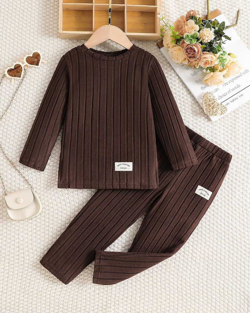 Girl Clothes Casual Crewneck Side Slit Top Leggings Kid Fall Winter Outfits