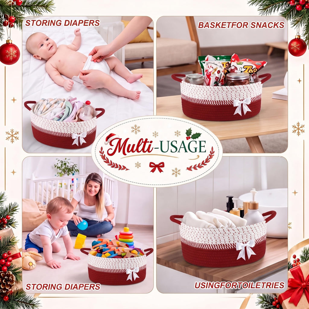 Woven Gift Basket Empty, 14 x 10 x 5.5 in Red Christmas Baskets