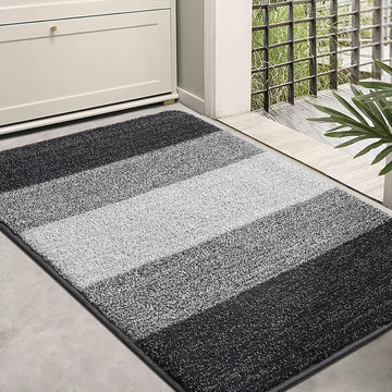 Indoor Outdoor Door Mat, 36x24 Non-Slip Dirt Trapper Doormats | Grey Low-Profile Washable Inside Entrance Front Floor