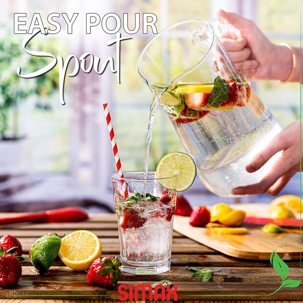Large Glass Pitcher With Spout, 2.5 Quart (80 Ounce) Borosilicate Glass Iced Tea Pitchers with Handle, Angled