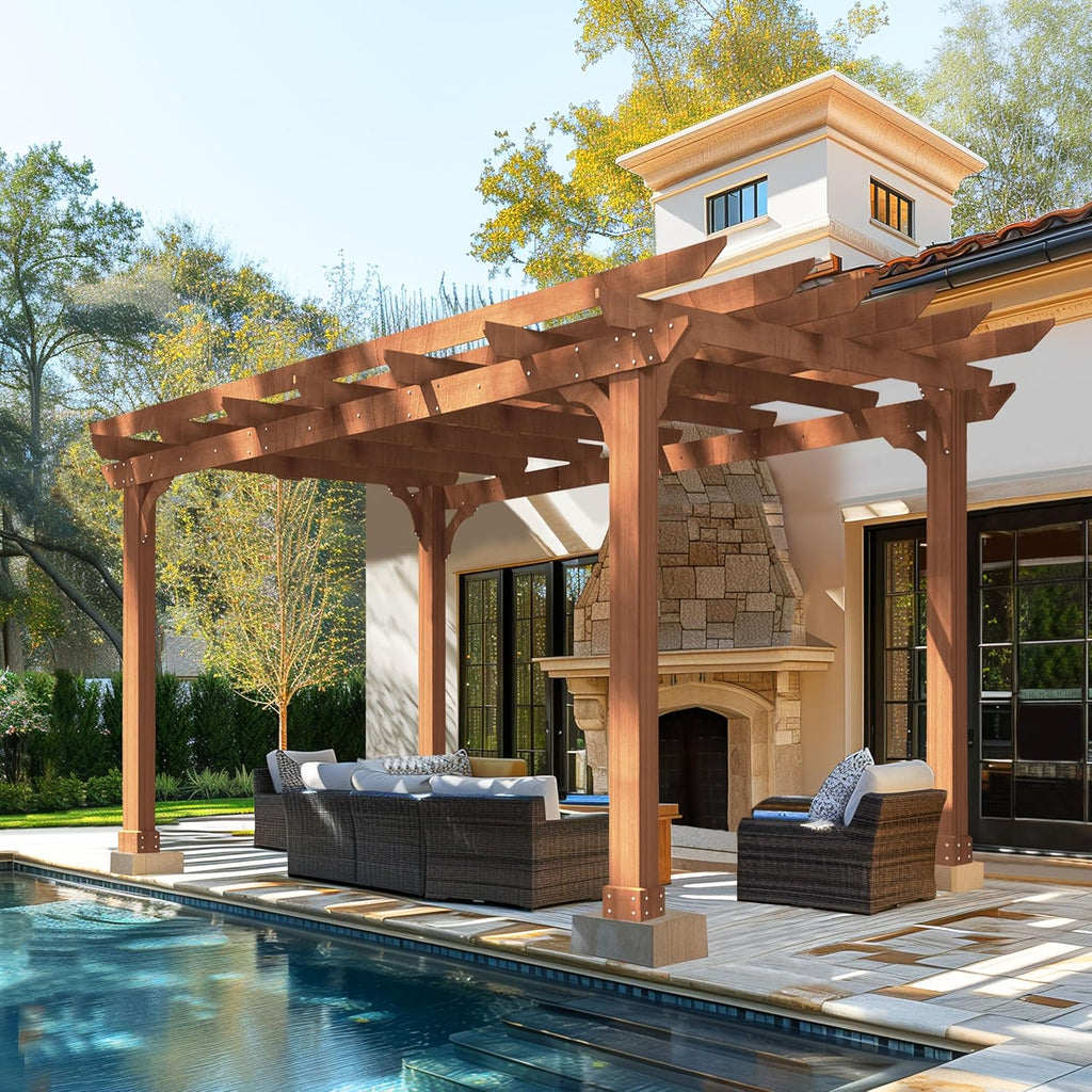 10' x 12' Patio Pergola, Cedar Wood Pergolas with Solid Stru - Image 7