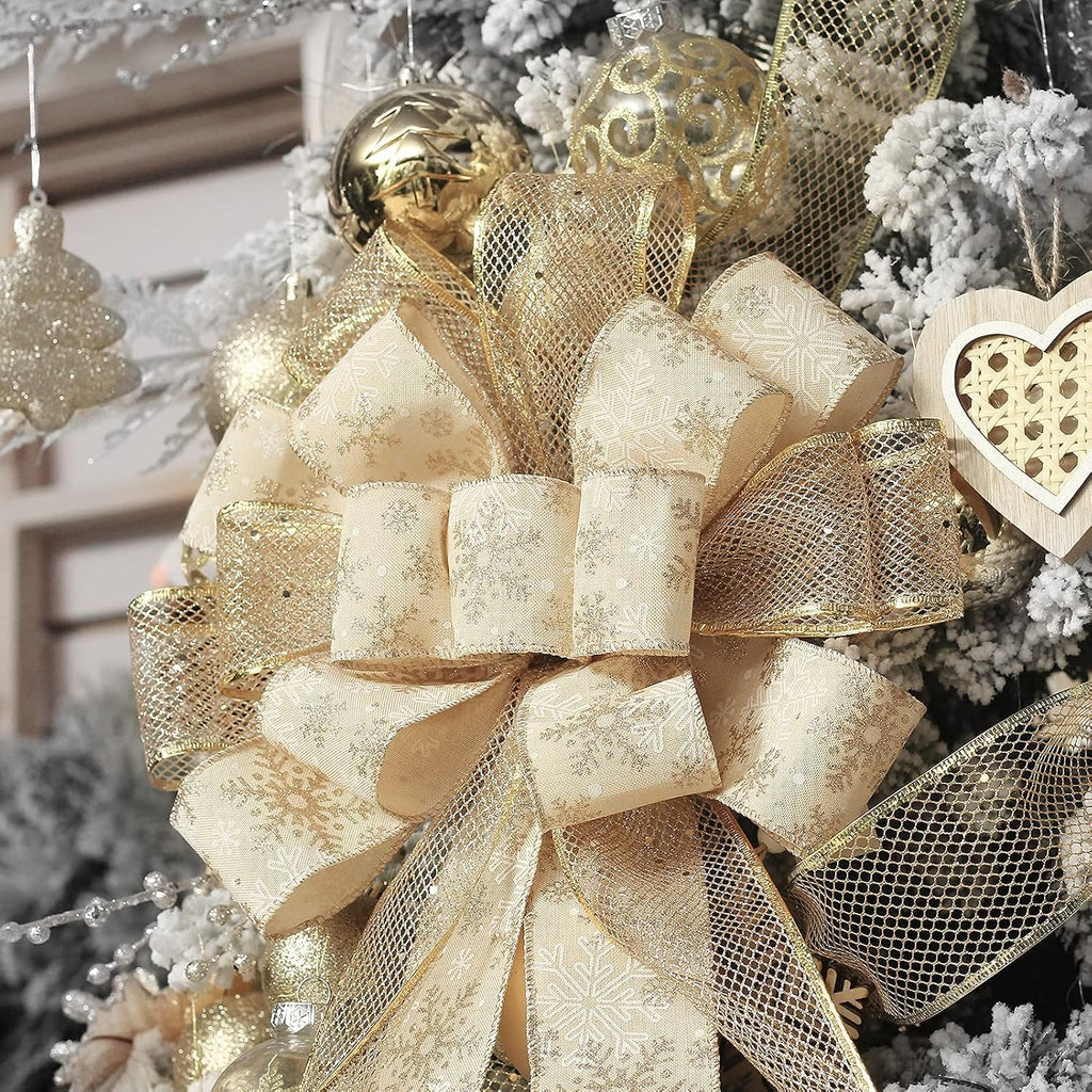 Gold Christmas Tree Topper Bow Decorations