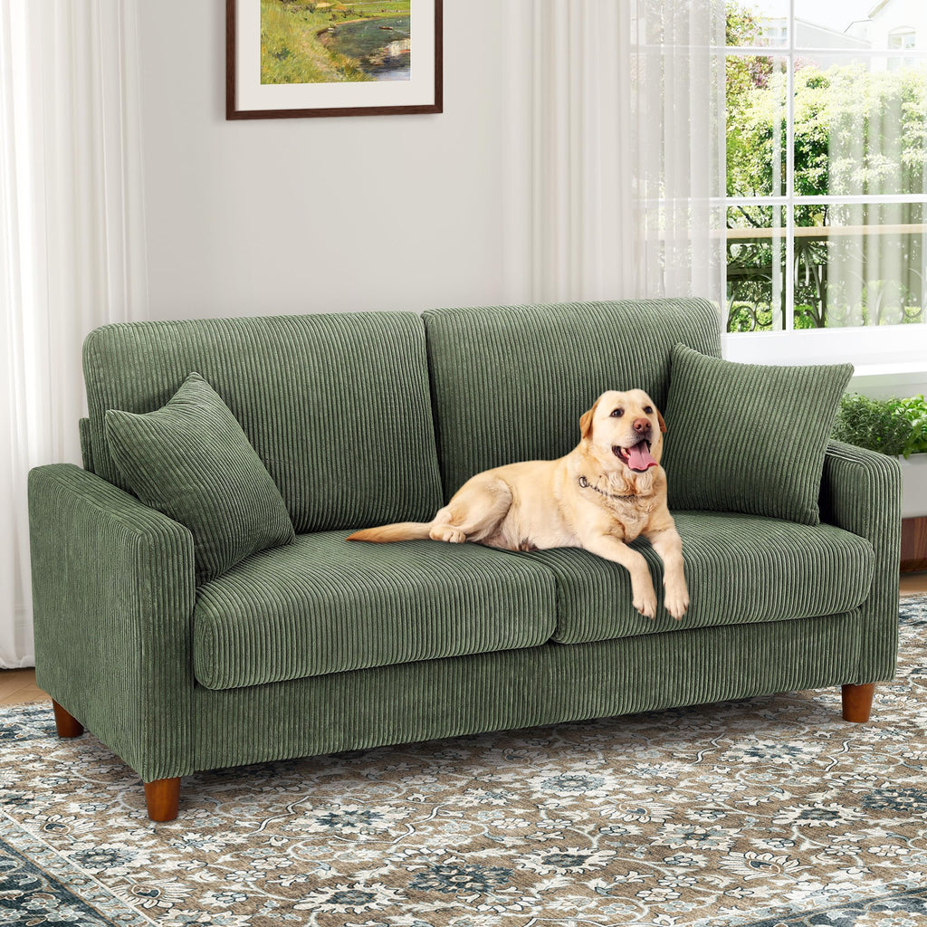 70in Corduroy Couch, Small Loveseat Sofa, Oliver Corduroy Couch