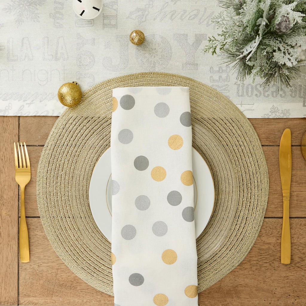 Metallic Round Woven Placemats, Set of 4, 15", Champagne Gold