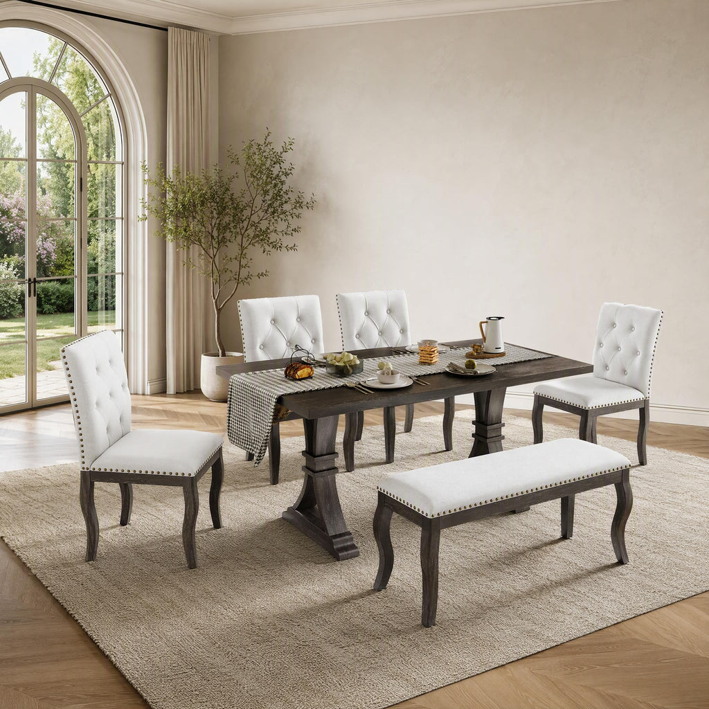 6‐Piece Dining Table Set, Farmhouse Dinner Table Set, Espresso