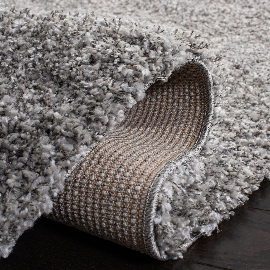 California Shag Collection Area Rug - 5'3" Square, Silver, Non-Shedding & Easy to Clean, Ultra Plush Thick Pile