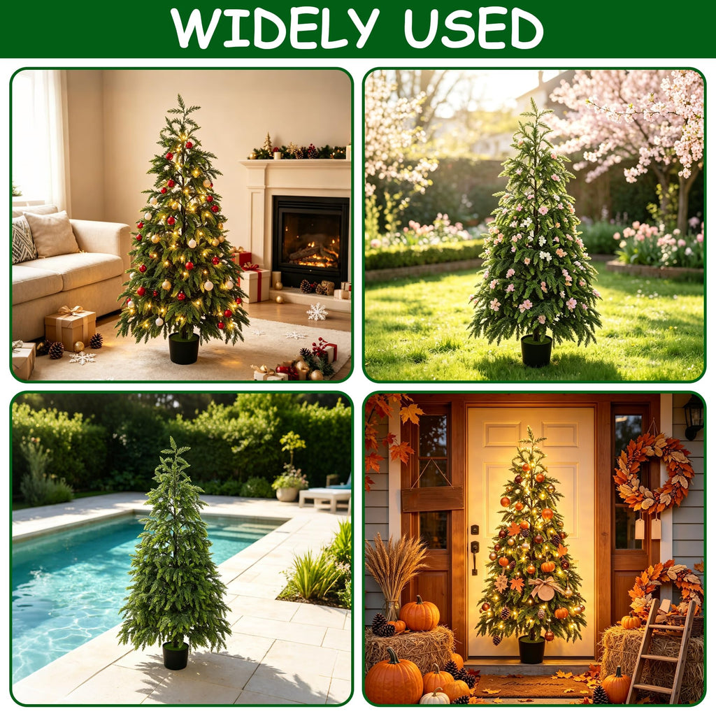 5FT Cedar Christmas Tree with Lights Artificial Potted Tree