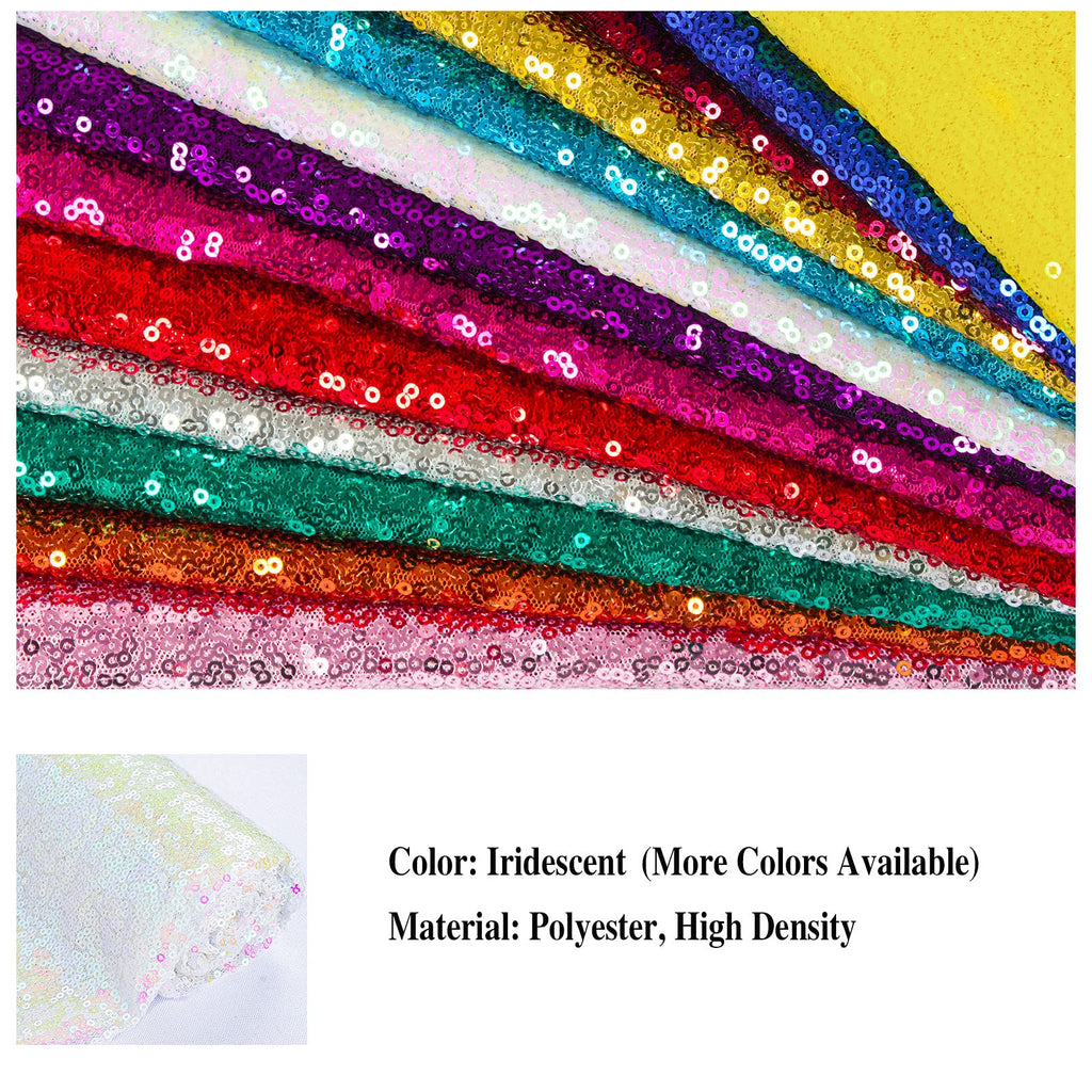 Sequin Fabric By The Yard Iridescent White, Sparkly Glilz Sequin Fabric for Wedding/Dessert Table, Fabric Xmas Tree