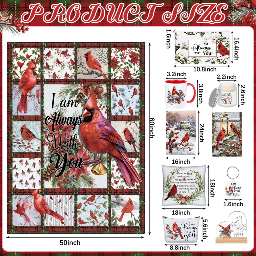 10 Pcs Red Bird Cardinal Sympathy Memorial Gift Set Blanket Mug