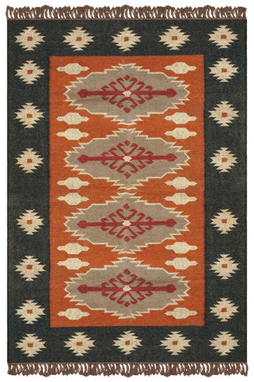 Area Rugs for 2x3 Living Room Kilim Southwestern Wool Jute Reversible Area Rug Geometric Design Brown Black Hand
