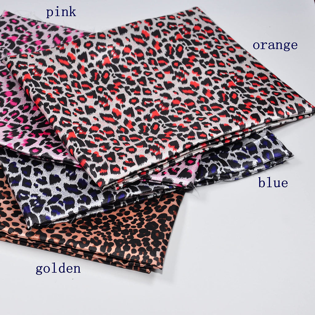 Yutone 59" Wide Satin Fabric, Leopard Skin Animal Print Design Creative Contemporary Artwork, 100% by The Yard(Pink)