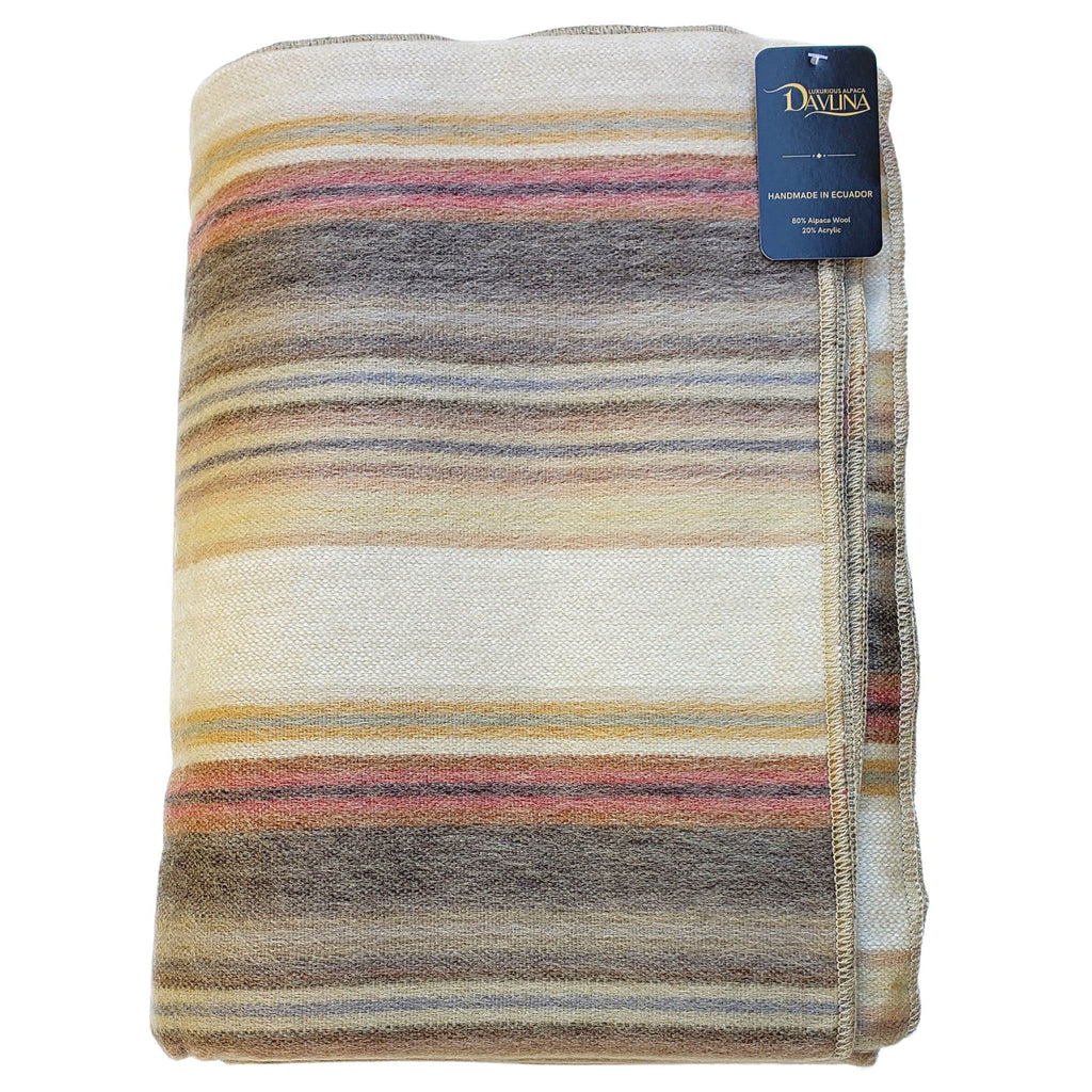 Alpaca Wool Throw Blanket | Super Soft, Lightweight, Breathable and Hypoallergenic | Non-Itchy or Scratchy (Beige