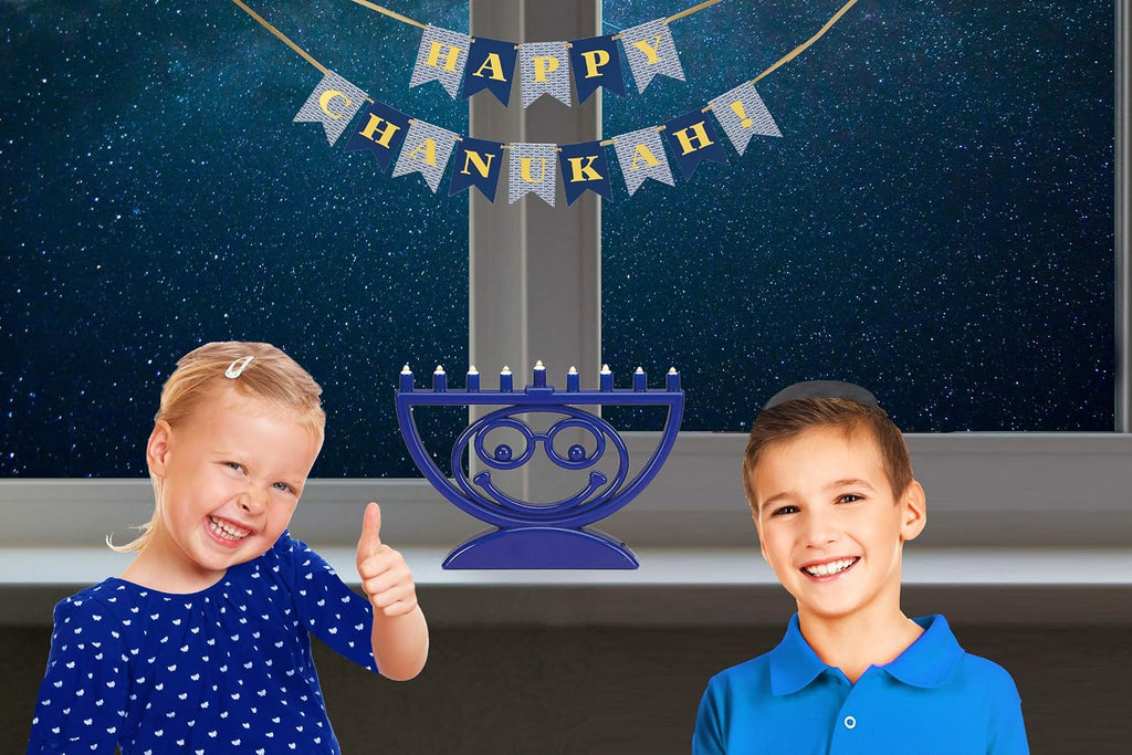 Hanukkah Emoji - Smiley Face Electric Light it Anywhere! Jewish Holiday Party Favors for Kids Decorations Judaica
