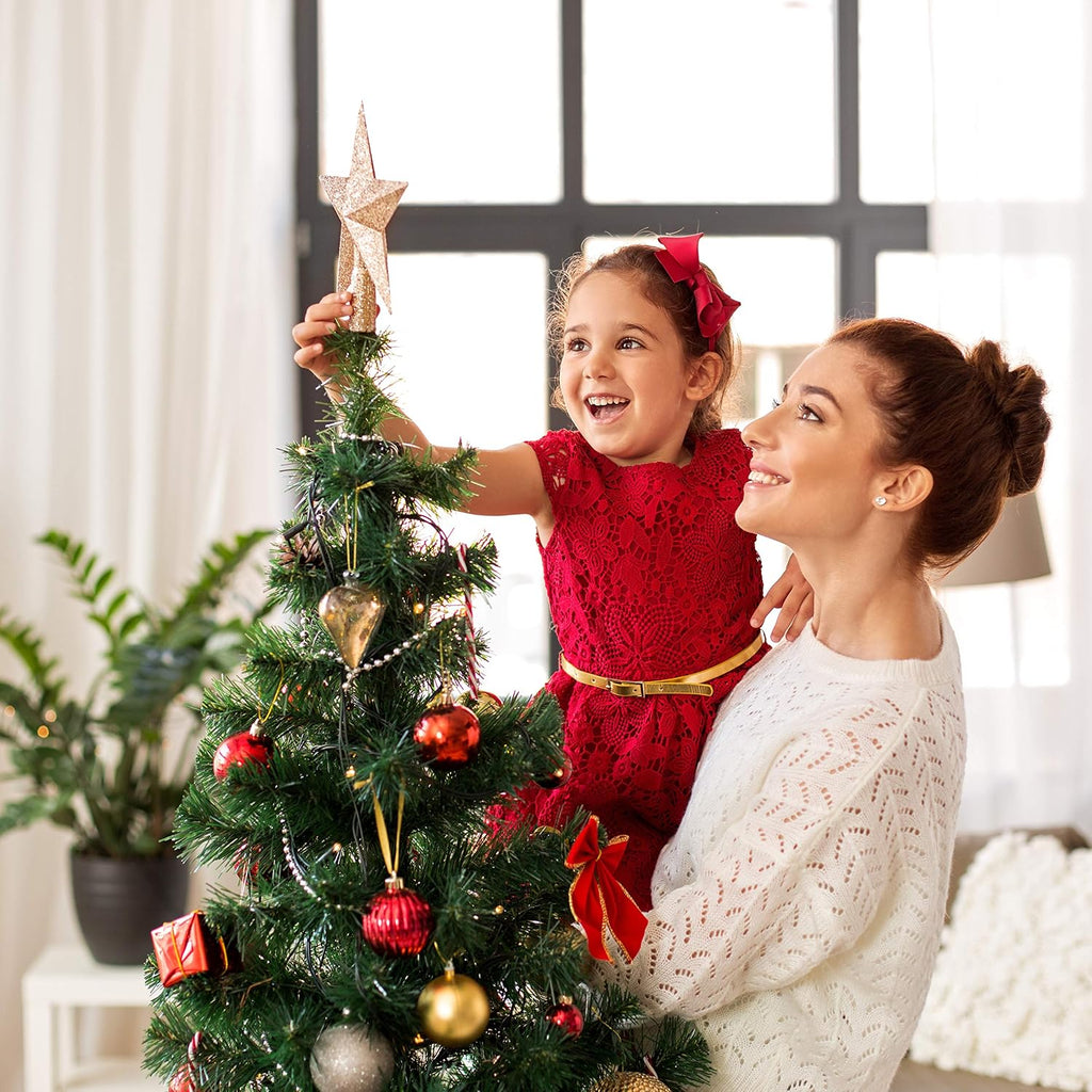 Christmas Glitter Star Tree Topper - Gold Holiday Decor Bethlehem Ornament