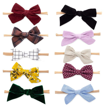 Soft Baby Girl Headbands with Bows, Pack - Anne Set