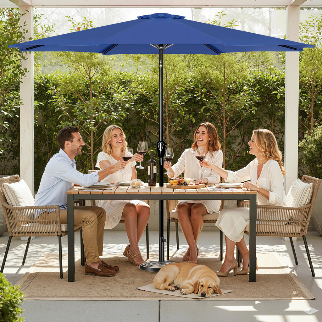 7.5' Patio Umbrella Outdoor Table Market Yard Umbrella with Push Button Tilt/Crank, 6 Sturdy Ribs for Garden, Deck