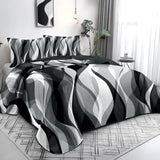 Weesire Classic Line Pattern Bedding Quilt Queen Modern Grey Black and White Stripe Quilt with 2 Shams