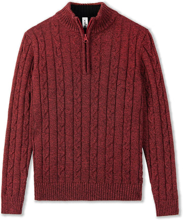 Boys Sweater Cotton Quarter Zip Sweater Kids Cable Knit Pullover