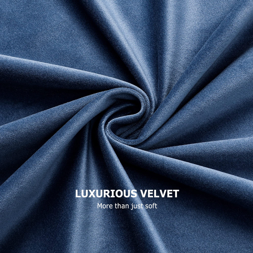 Ocean Blue Velvet Blackout Curtains 52x108, 2 Panels
