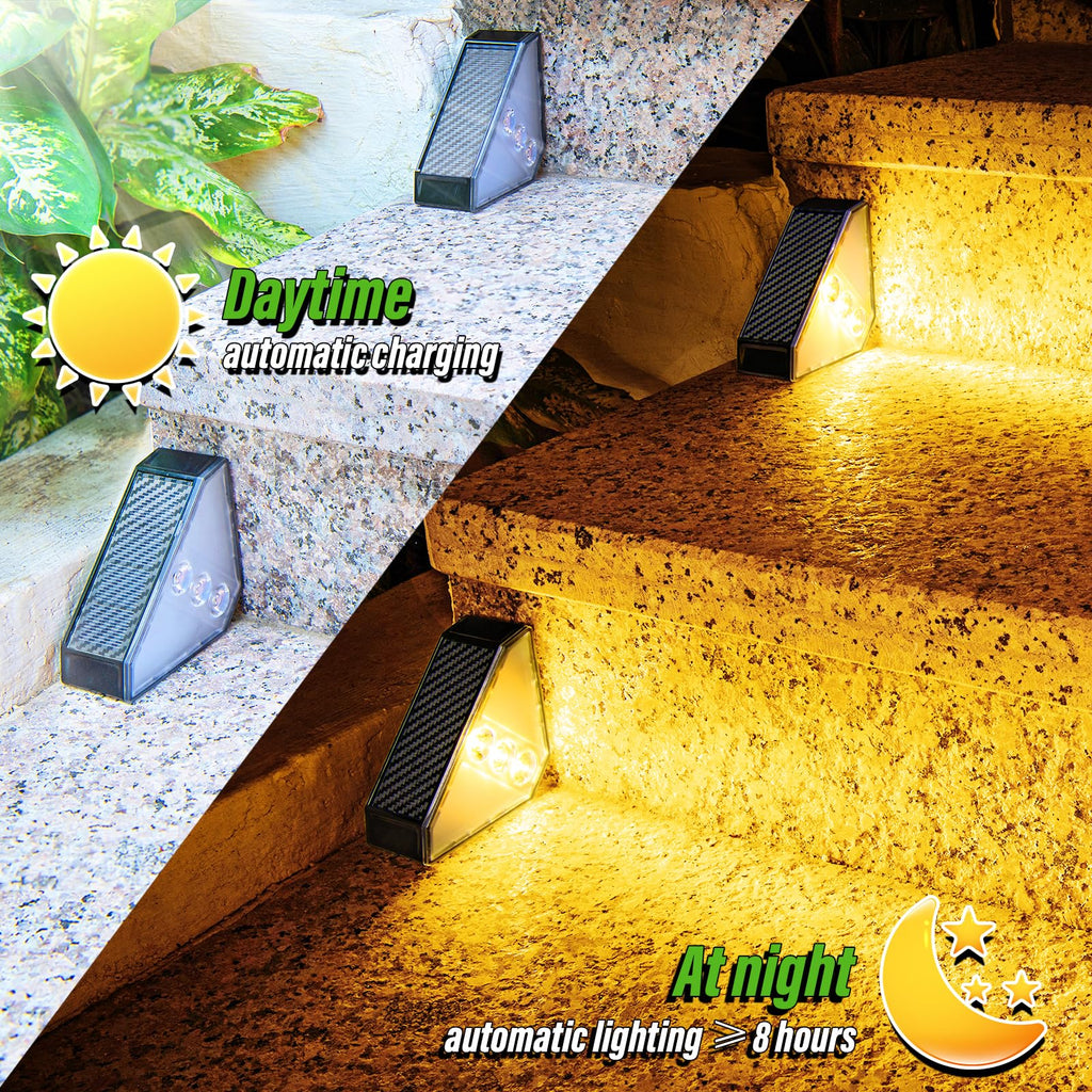 Solar Step Lights Suitable for Garden Patio Stair Decor Warm White-10P
