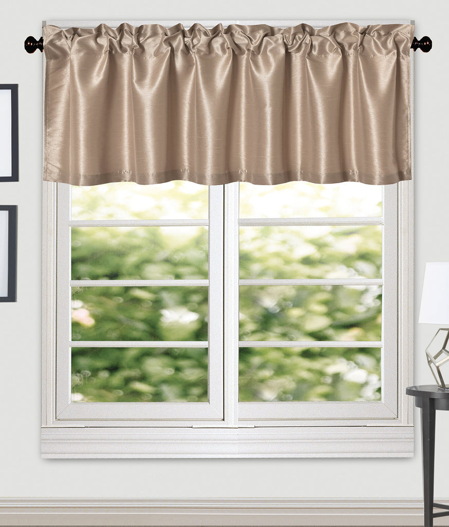 Faux Silk Slub Textured Light Filtering Valance Curtains - Rod Pocket Rustic Farmhouse Window Valances Living Room