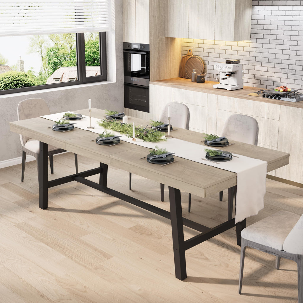 63-83" Extendable Kitchen Table, Butterfly Dining Table, Grey