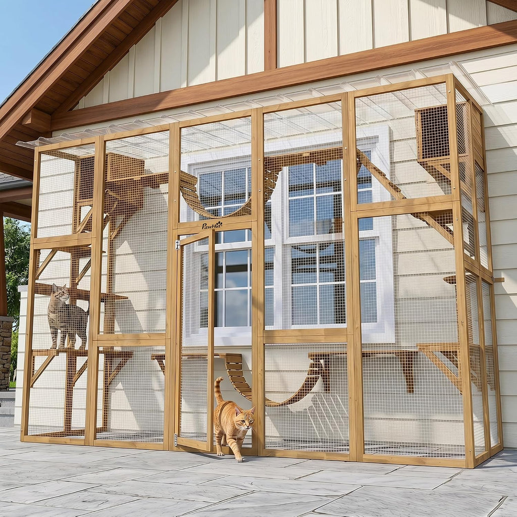 Catio Outdoor Cat Enclosure Window, 118" x 37.5" x 74", Yellow