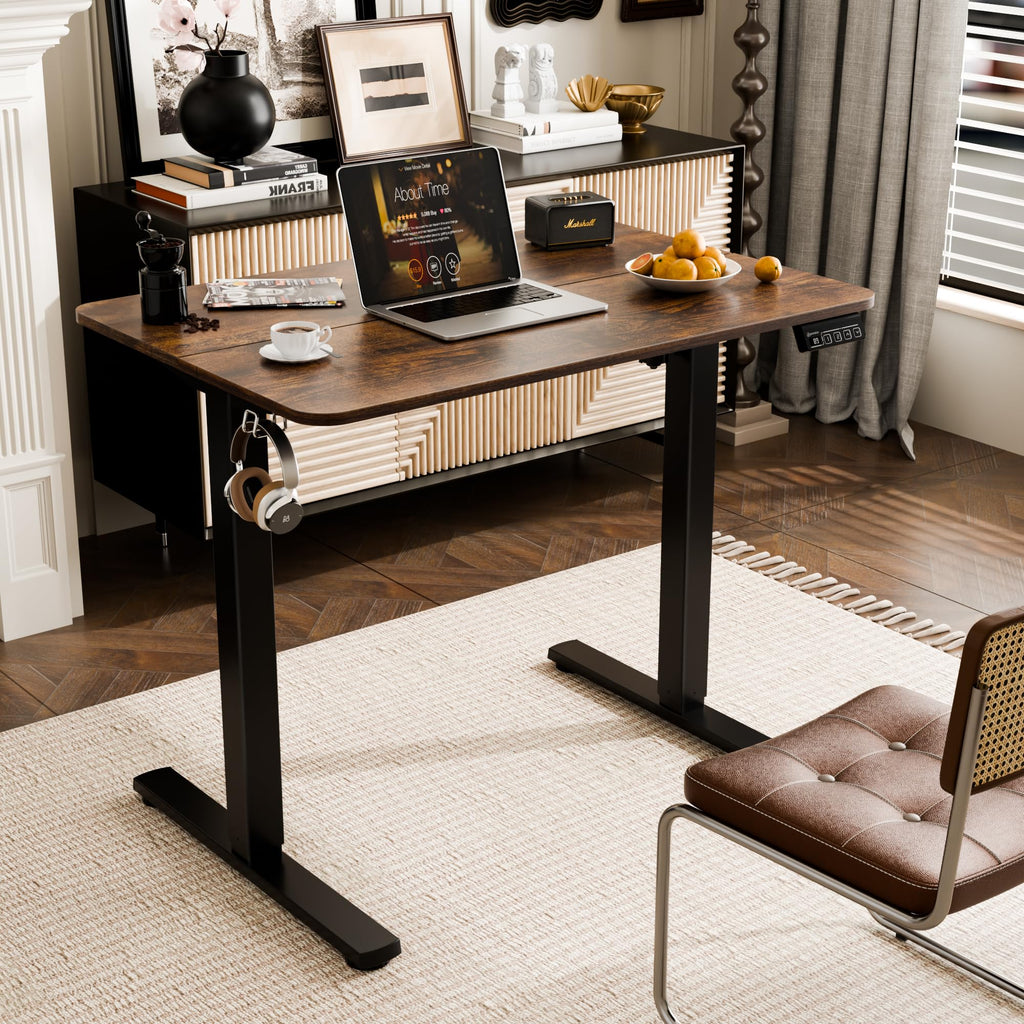Small Standing Desk, 35"x24" Height Adjustable Sit-Stand Home Office, Brown