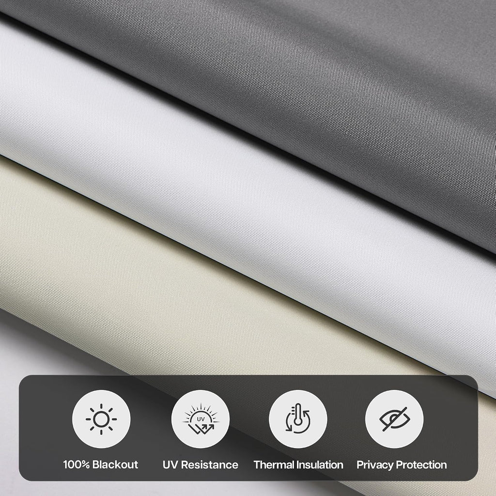 No Drill Blackout Roller Shades, White | 2-Minute Ultra-Fast Installation, Cordless Design, Thermal Insulated Fabric
