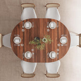 59" Round Extendable Dining Room Table for 4-6, Modern Oval Kitchen Table with Heavy Duty Wood Base, Metal Frame
