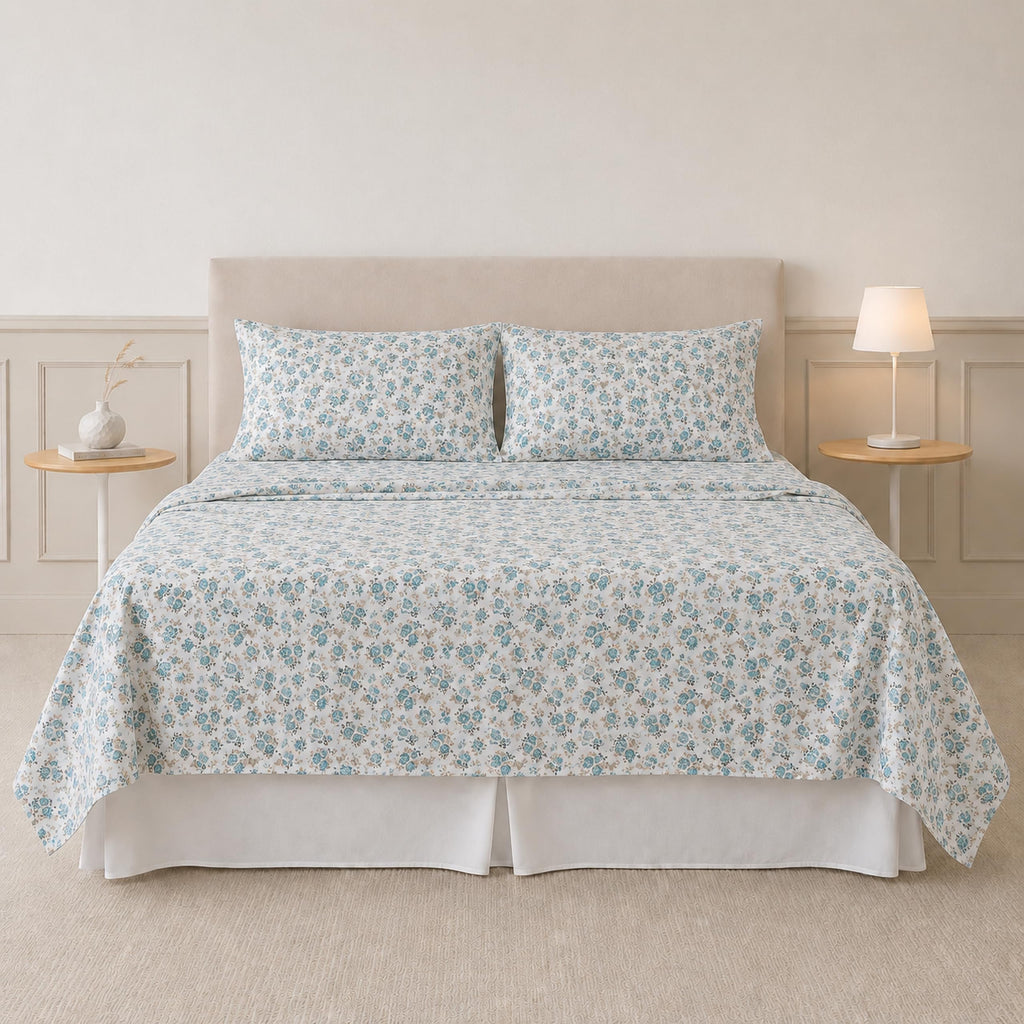 4-Piece Ultra Soft Microfiber Bed Sheets Set, Wrinkle Free Sheets with Deep Pockets Fitted Sheet, Flat Sheet &