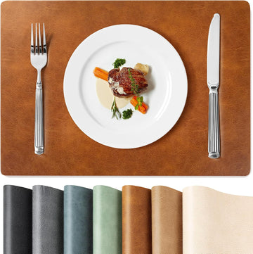 Faux Leather Placemats, Vinyl Placemats Heat Resistant - Set of 4