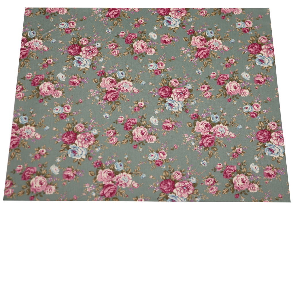 Vintage French Floral Cotton Fabric By The Yard, 36 x 63 inch