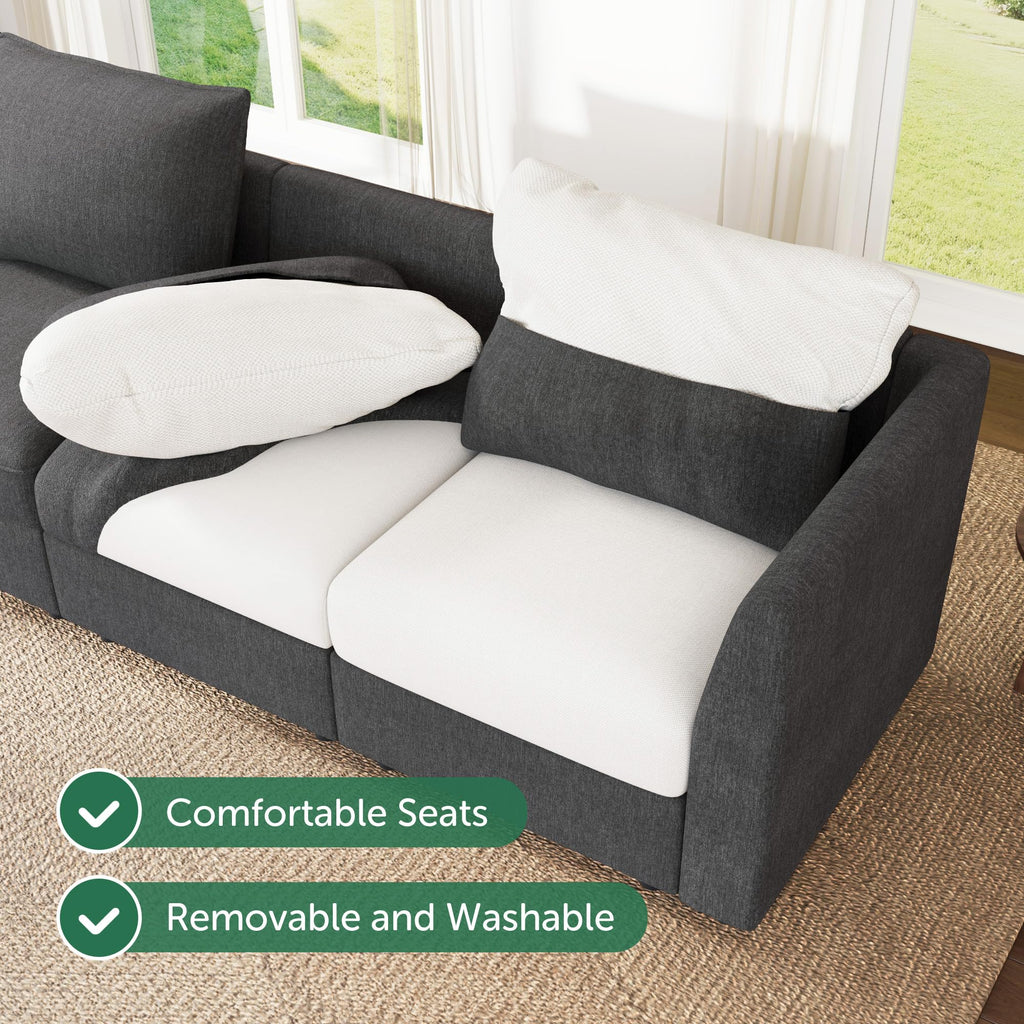 Modular Sofa Sectional Sleeper Couch with Storage Modular Couch Convertible Couches - Snowflake Velvet Grey