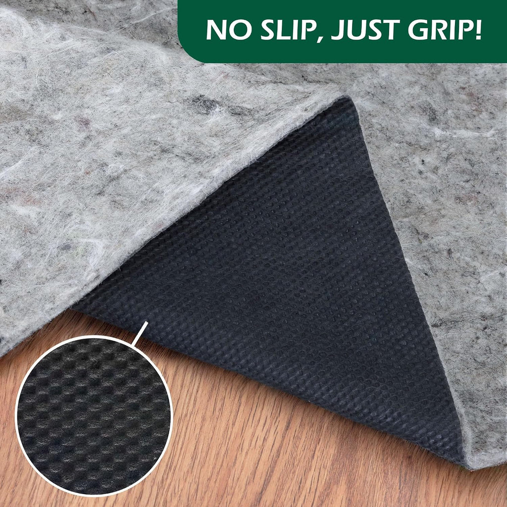 Non-Slip Rug Pad, 9x12, 0.25 inch, Felt Cushion with Real Rubber Backing, Made in the USA