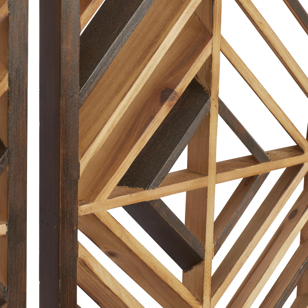 Wood Geometric Home Wall Decor Wall Art 12"W, 35"H, Oiled Brown