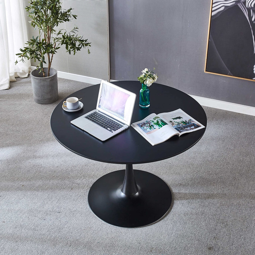 42" Round Tulip Table with Thickened Tabletop & Metal Pedestal