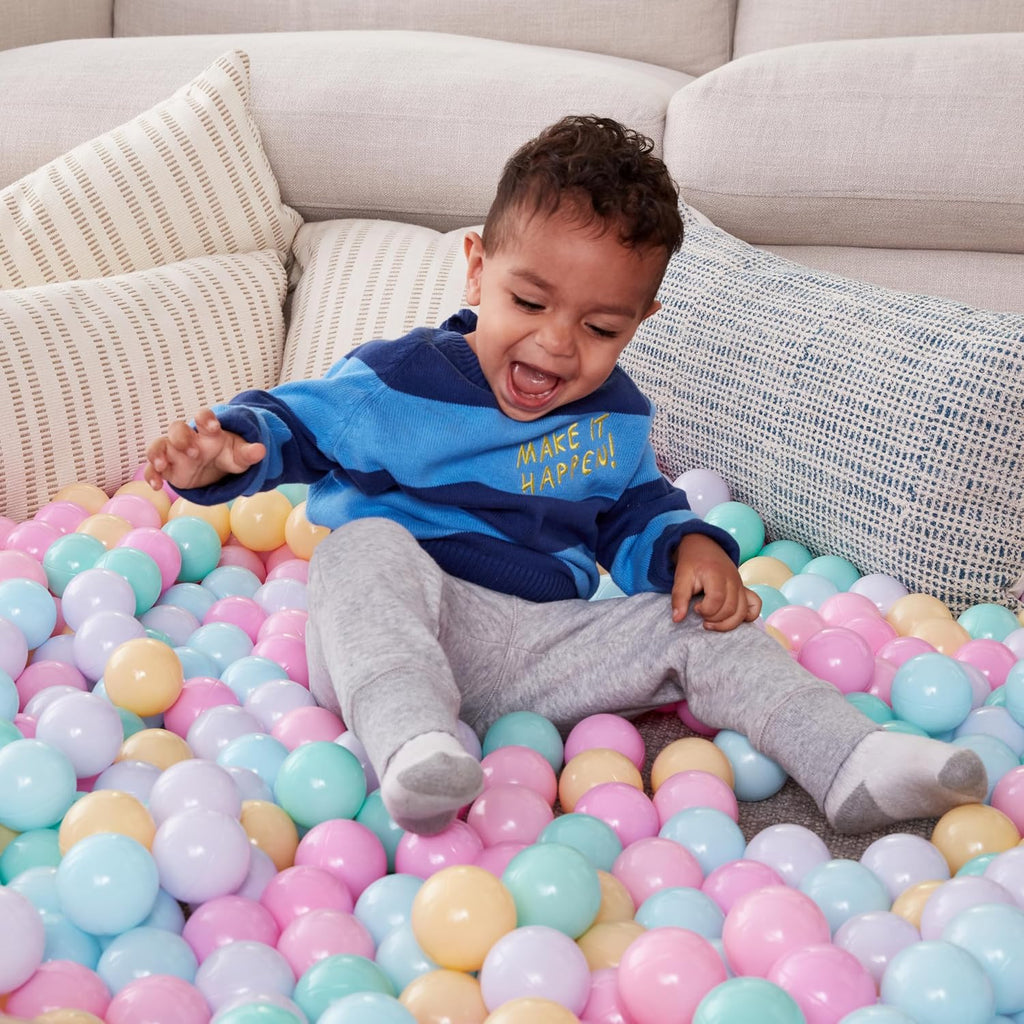 BPA-Free Ball Pit Balls with Storage Bag, Crush-Proof Plastic for Toddlers Kids 12+ Months Play, 6 Pastel Colors