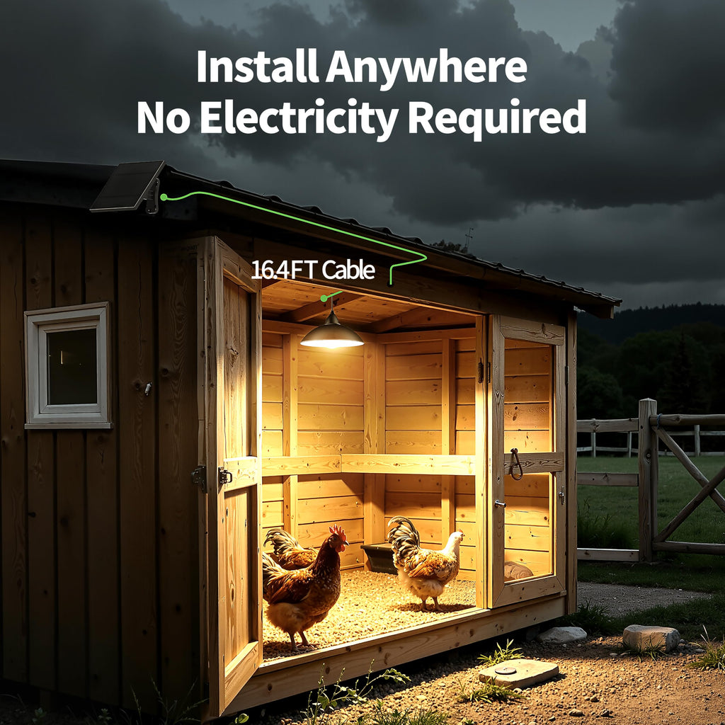 Solar Pendant Lights, 2 Pack 4000mAh for Chicken Coop & Shed