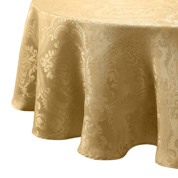 Caiden Elegance Damask Tablecloth, Gold - 60" W x 84" L Oval