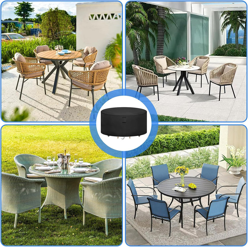 Round Patio Furniture Covers Waterproof, 84" Dia x 44" H | 84 Inch High Outdoor Round Table Cover, Tall Bar Height