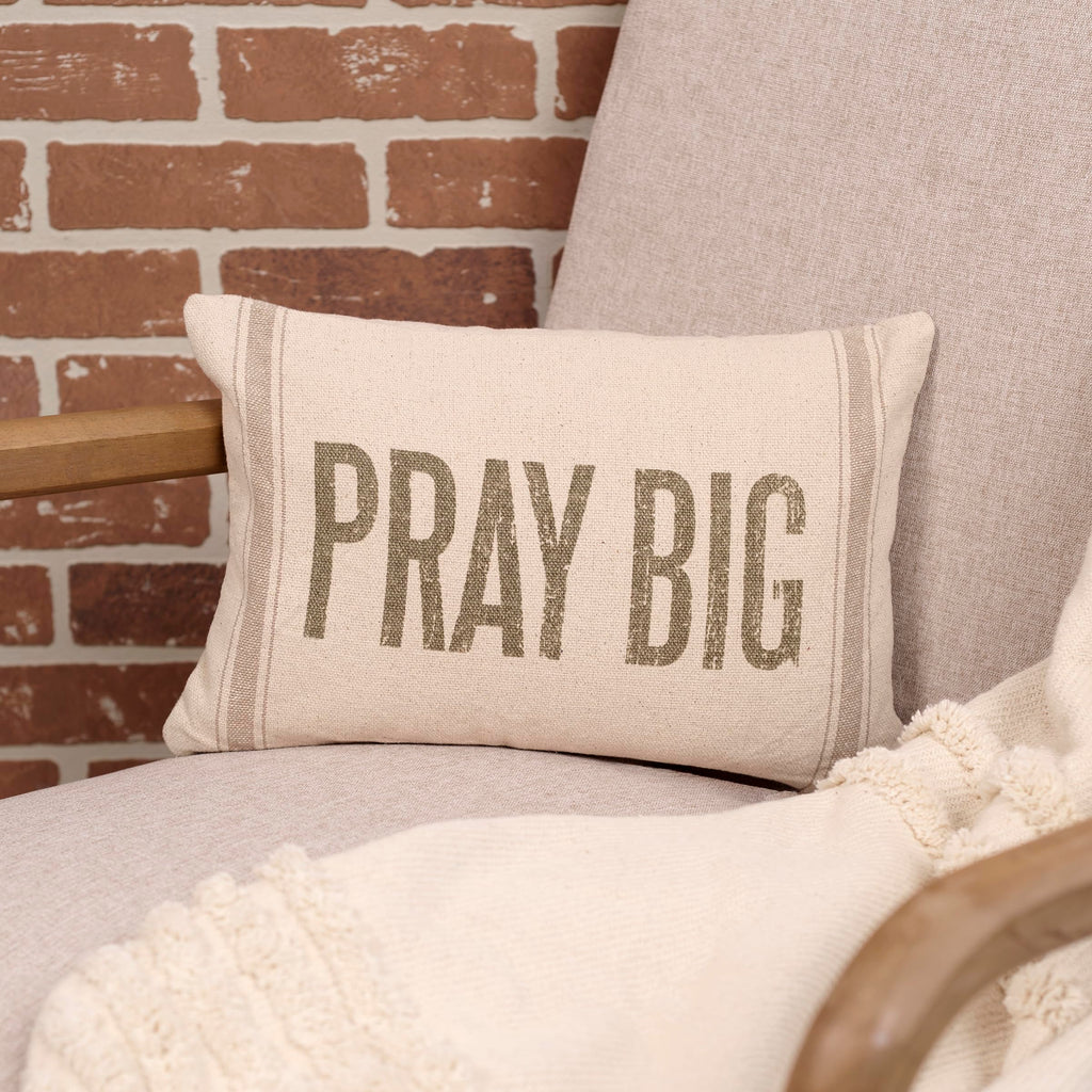 Light Striped Pillow, 15 x 10-Inches, Pray Big