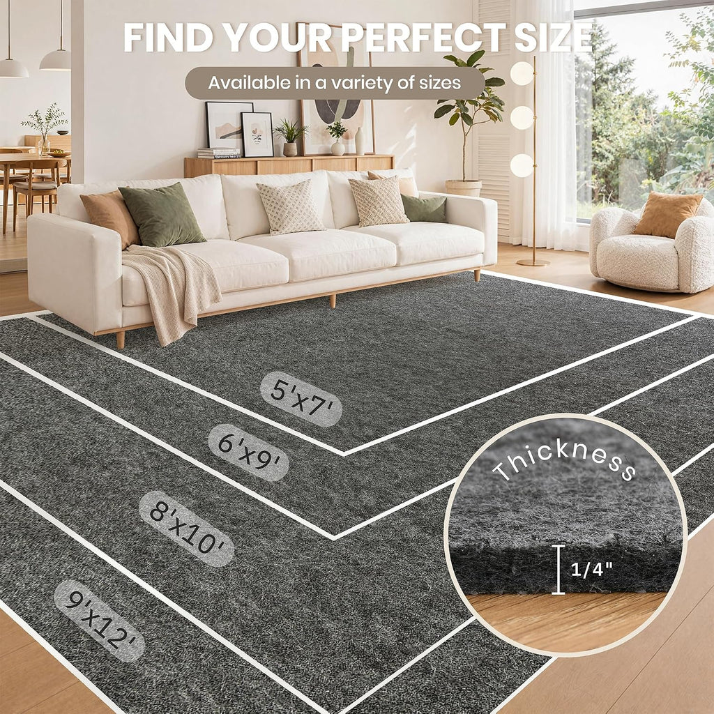 Rug Pad 5x7-1/4 Thick, Felt and Rubber Backing, Under Area Rug Protective Cushioned Pads, Keep Rugs Safe and