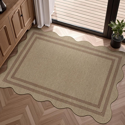 Easy Jute Outdoor Mats for Front Door, 2x3 Small Washable Kitchen Rugs, Farmhouse Brown Throw Rug No