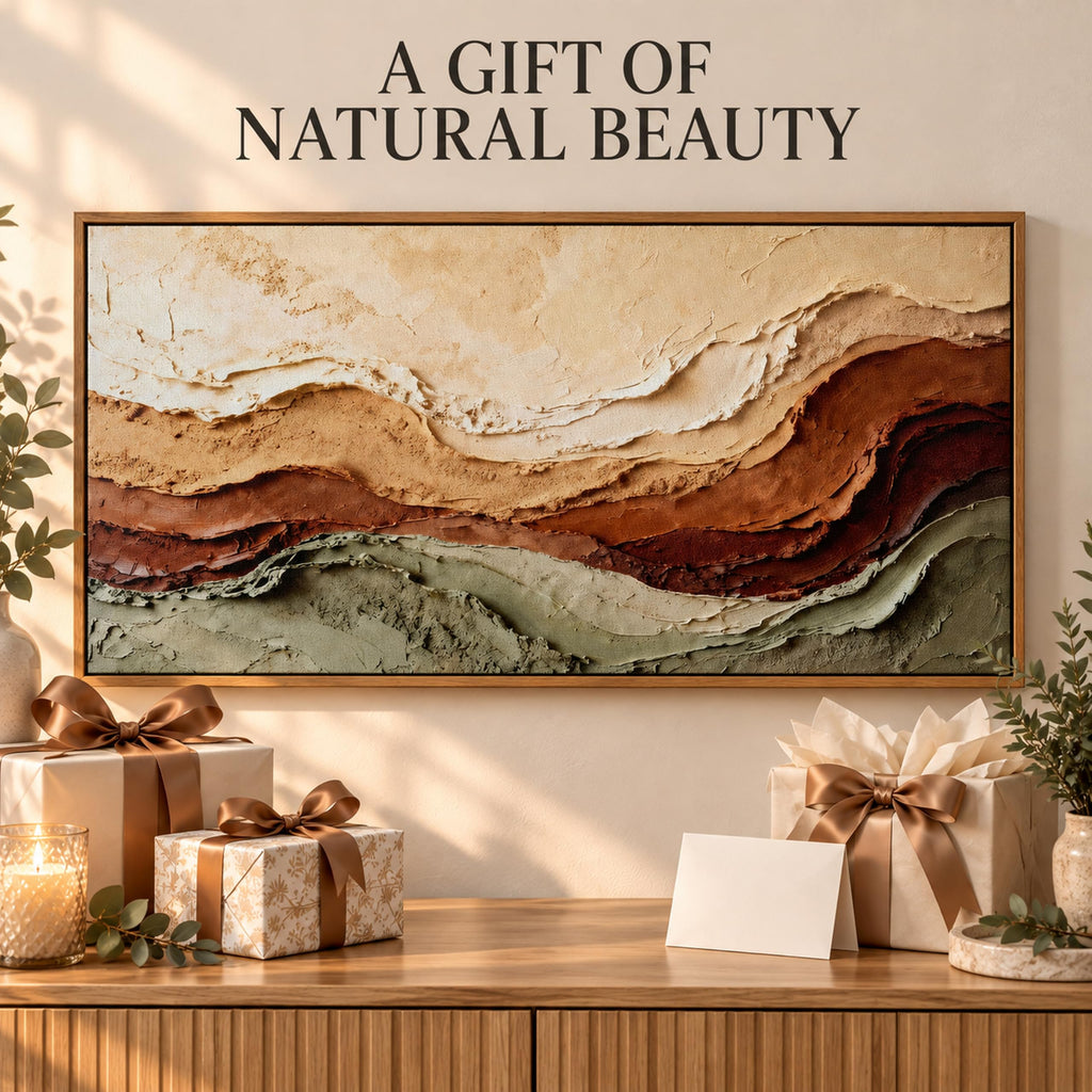 Earth Tone Layered Abstract Wall Art, Framed Canvas, 24x Inch
