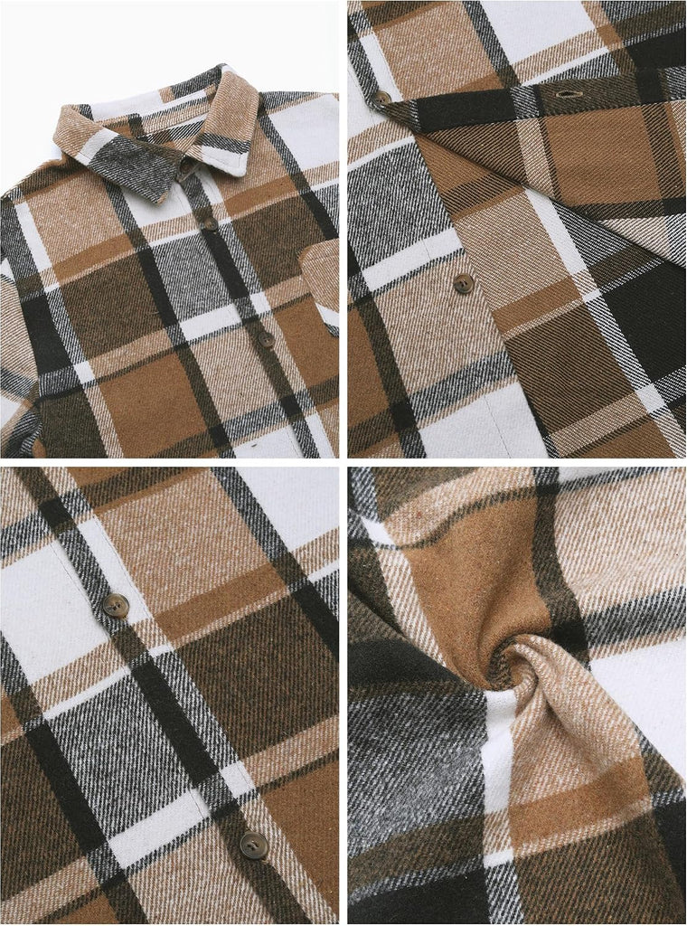 Boys Casual Button Down Shirts Kids Long Sleeve Plaid Blouses Shacket Jacket
