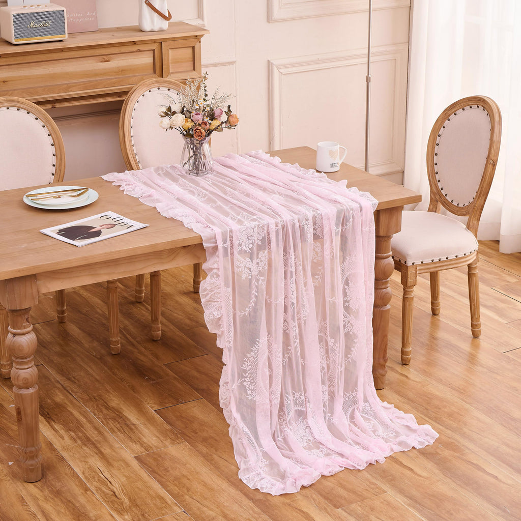 Pink Lace Tablecloth Vintage Table Cloth (Pink, 55"x70", Rectangular)
