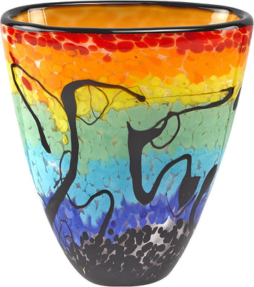 Allura Murano-Style Art Glass Flower Vase Centerpiece, 7 Inch